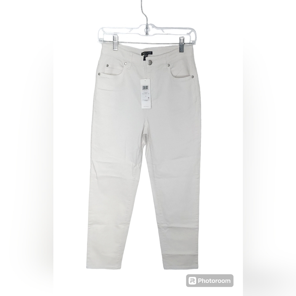 NWT $178 Eileen Fisher Organic Cotton Straight Leg Ankle Pant Size 0 F1GDU-P8480